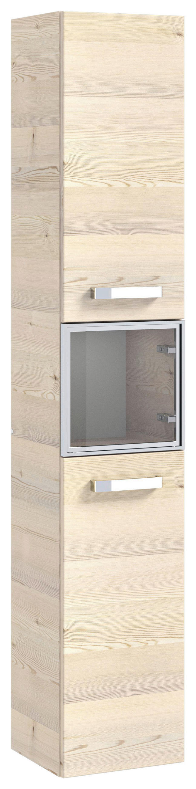 HOCHSCHRANK 30/172/30,9 cm  - Chromfarben/Eichefarben, KONVENTIONELL, Glas/Holzwerkstoff (30/172/30,9cm) - Sadena