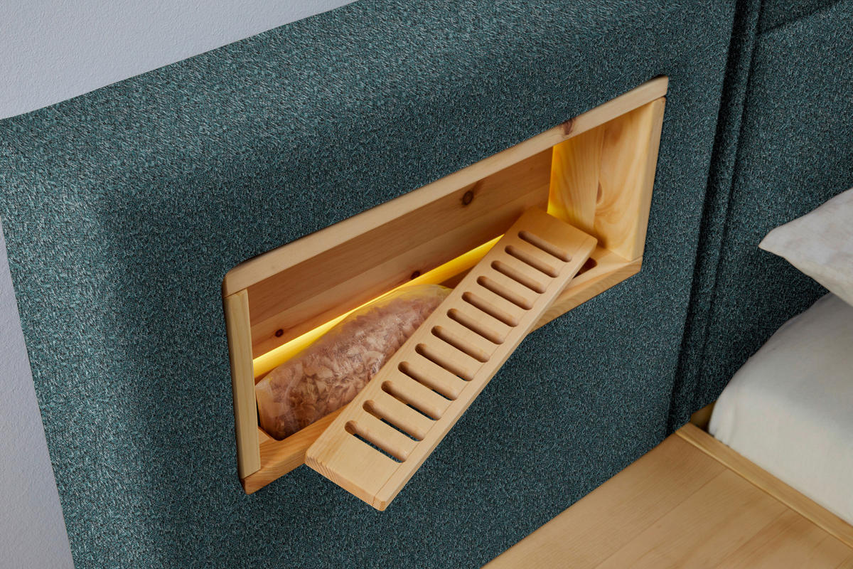 BOXSPRINGBETT 180/200 cm  in Eichefarben, Petrol  - Eichefarben/Petrol, Natur, Holz/Textil (180/200cm) - Valnatura