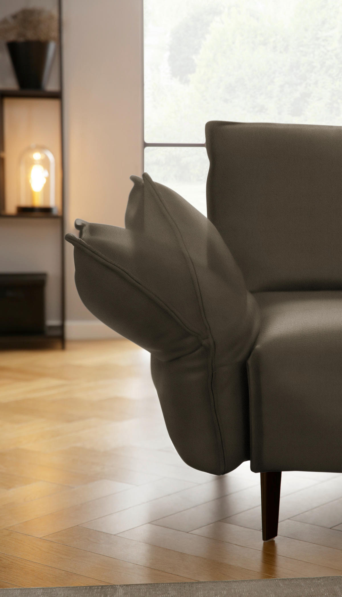 ECKSOFA in Echtleder Dunkelgrün  - Dunkelgrün/Schwarz, Design, Leder/Metall (340/272cm) - W.Schillig