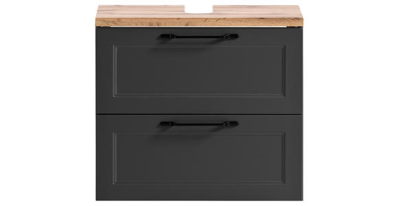 WASCHBECKENUNTERSCHRANK 60/55/35 cm - Eiche Wotan/Schwarz, ROMANTIK / LANDHAUS, Holzwerkstoff/Kunststoff (60/55/35cm) - Xora