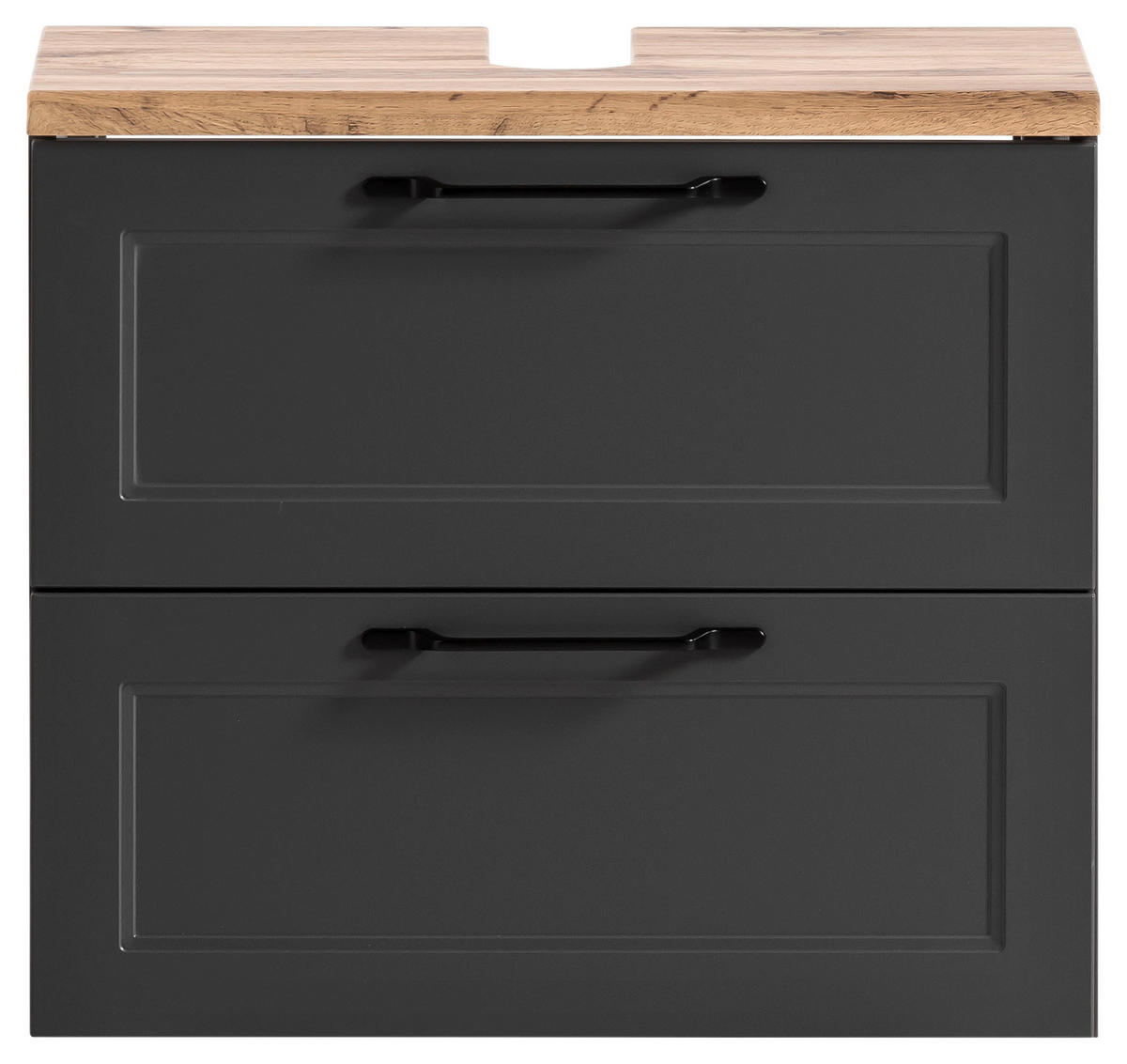 WASCHBECKENUNTERSCHRANK 60/55/35 cm  - Eiche Wotan/Schwarz, ROMANTIK / LANDHAUS, Holzwerkstoff/Kunststoff (60/55/35cm) - Xora