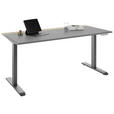 SCHREIBTISCH 160/75/72-122 cm  in Grau, Hickory  - Anthrazit/Grau, MODERN, Holzwerkstoff/Metall (160/75/72-122cm) - Novel