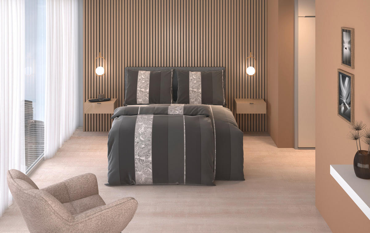 POVLEČENÍ, satén, antracitová, 140/200 cm - antracitová, Design, textil (140/200cm) - Dieter Knoll