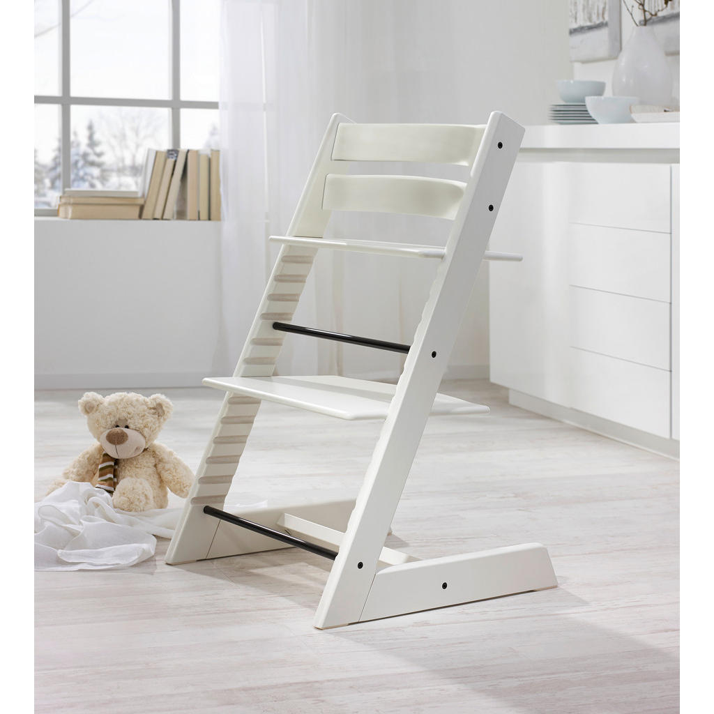 Thumbnail - Stokke Hochstuhl-Set Tripp Trapp Bundles, Weiß, Holz, Buche, 87x65x46 cm, Fußstütze verstellbar, Sitzfläche Bezug abnehm...