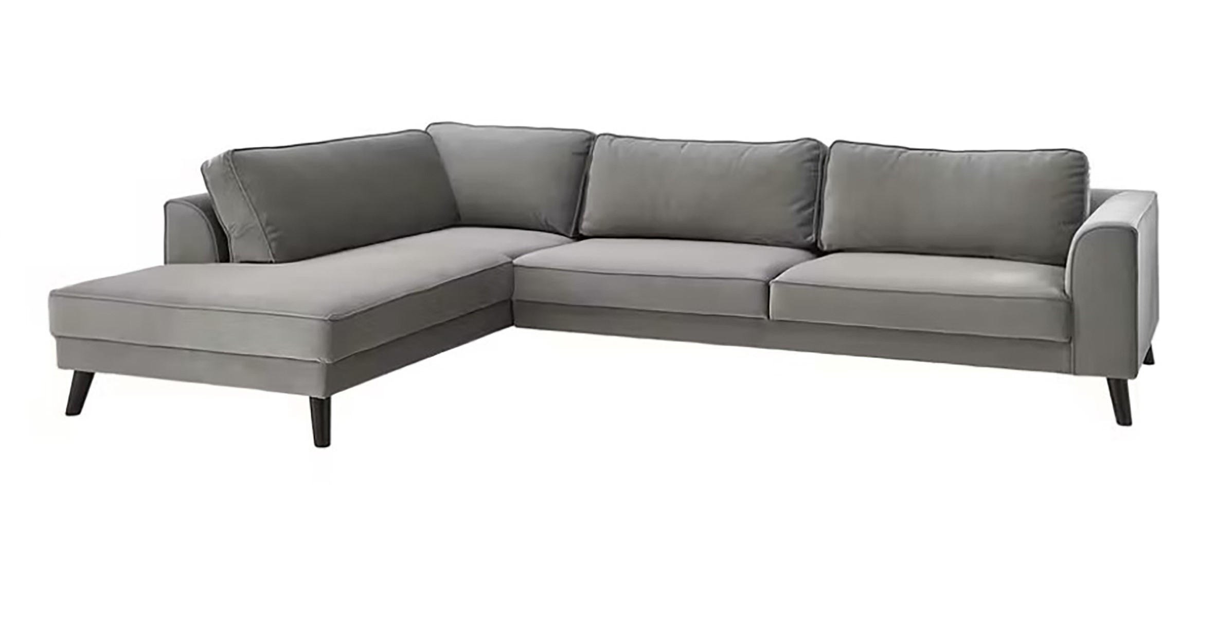 ECKSOFA Grau Samt, Velours - Wengefarben/Grau, MODERN, Holz/Textil (291/85/201cm) - Trendmanufaktur