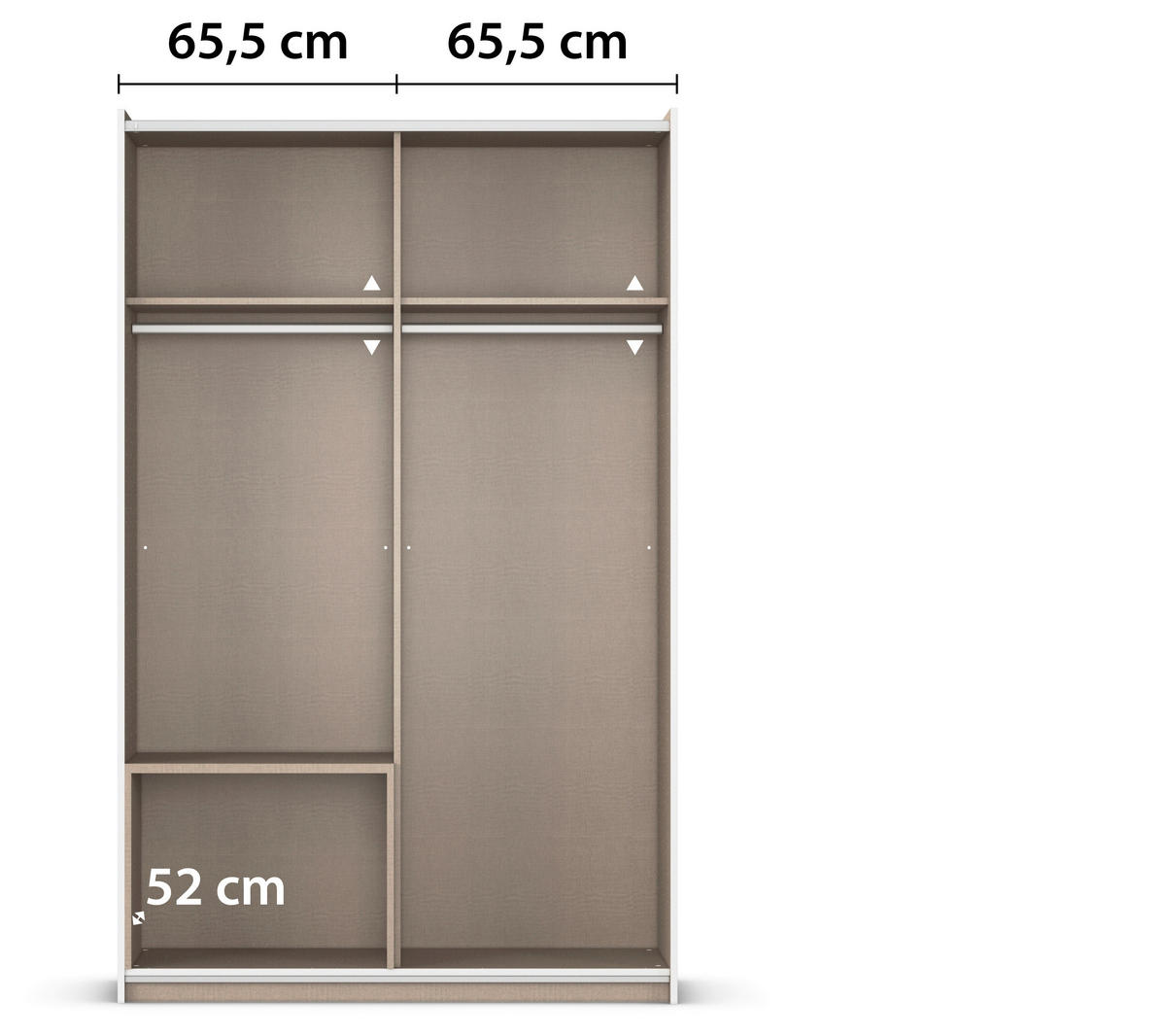 SCHWEBETÜRENSCHRANK  in Weiß  - Alufarben/Weiß, MODERN, Holzwerkstoff (131/210/59cm) - Rauch Möbel