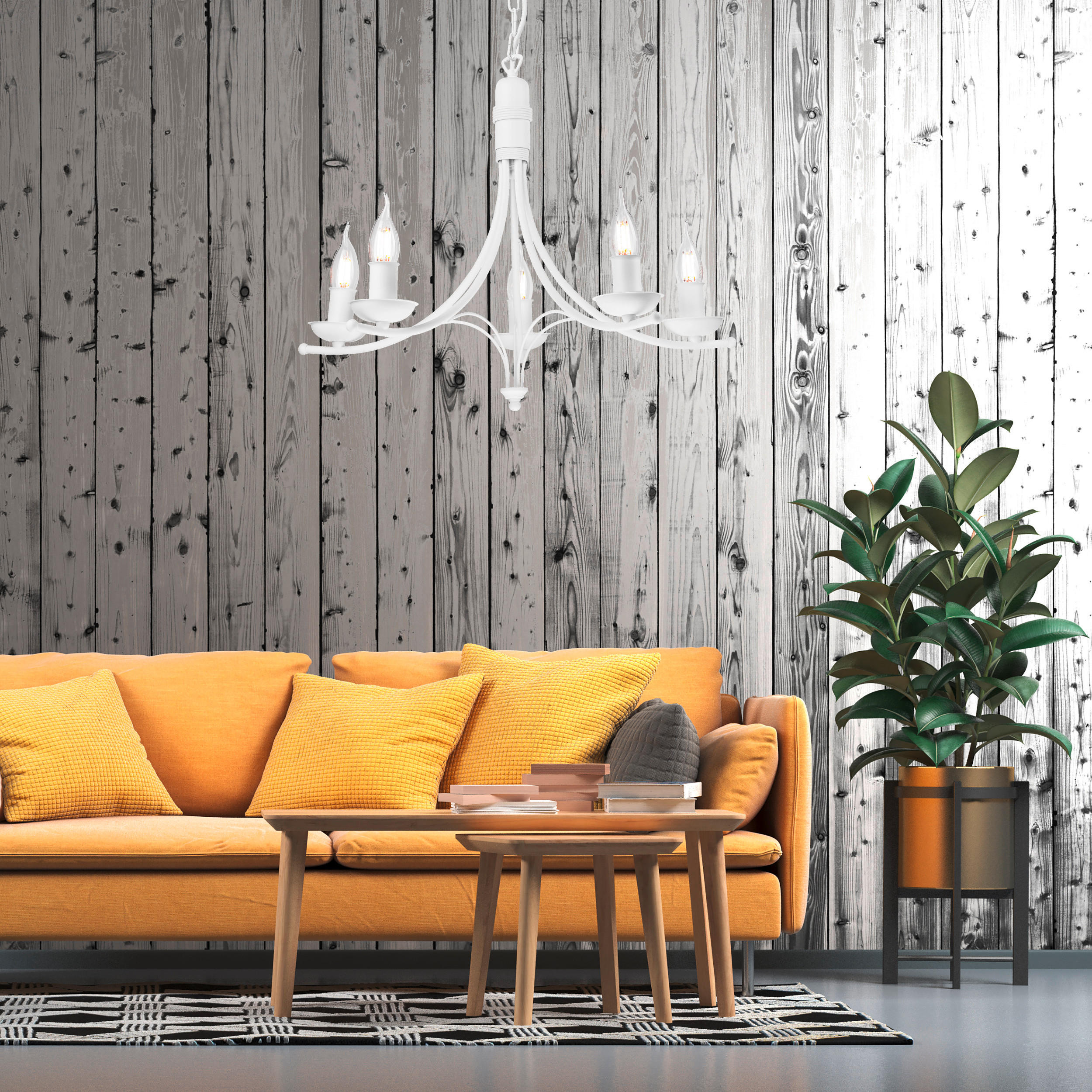 KRONLEUCHTER Lucy 58/100 cm   - Weiß Hochglanz, KONVENTIONELL, Metall (58/100cm)