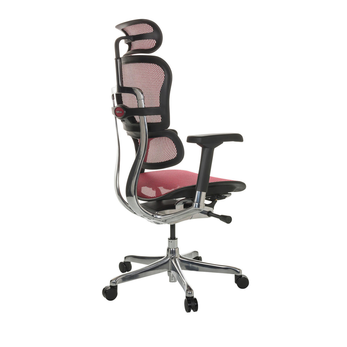 DREHSTUHL Netz Rot  - Rot/Silberfarben, Basics, Kunststoff/Textil (69/119-144/65cm) - MID.YOU