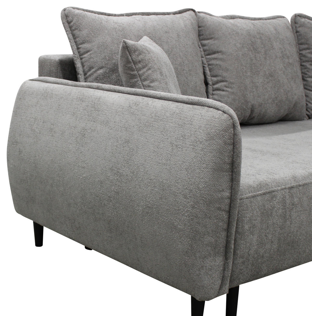 ECKSOFA MURANO Grau Chenille Zierkissen, Rückenkissen, Bettkasten  - Schwarz/Grau, Design, Holz/Textil (242/167cm) - MID.YOU