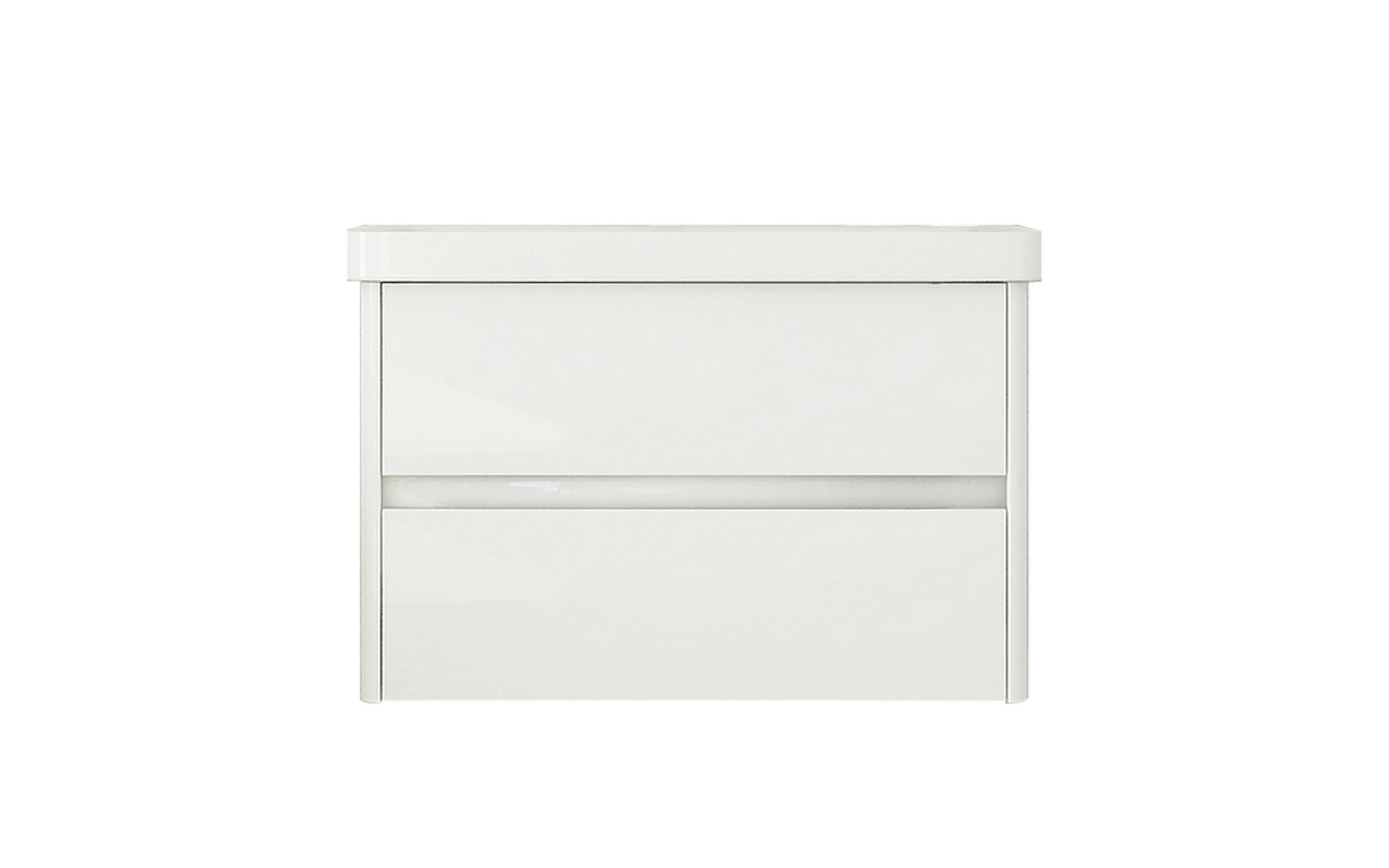 MOSDÓSZEKRÉNY MOSDÓVAL  - magasfényű fehér/fehér, Basics, faalapú anyag/kerámia (80/50/46cm) - Welnova