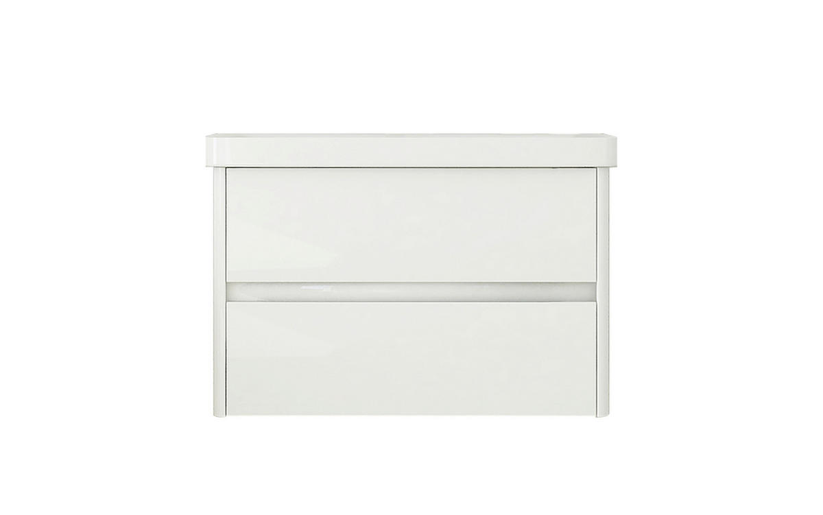 MOSDÓSZEKRÉNY MOSDÓVAL  - magasfényű fehér/fehér, Basics, faalapú anyag/kerámia (80/50/46cm) - Welnova