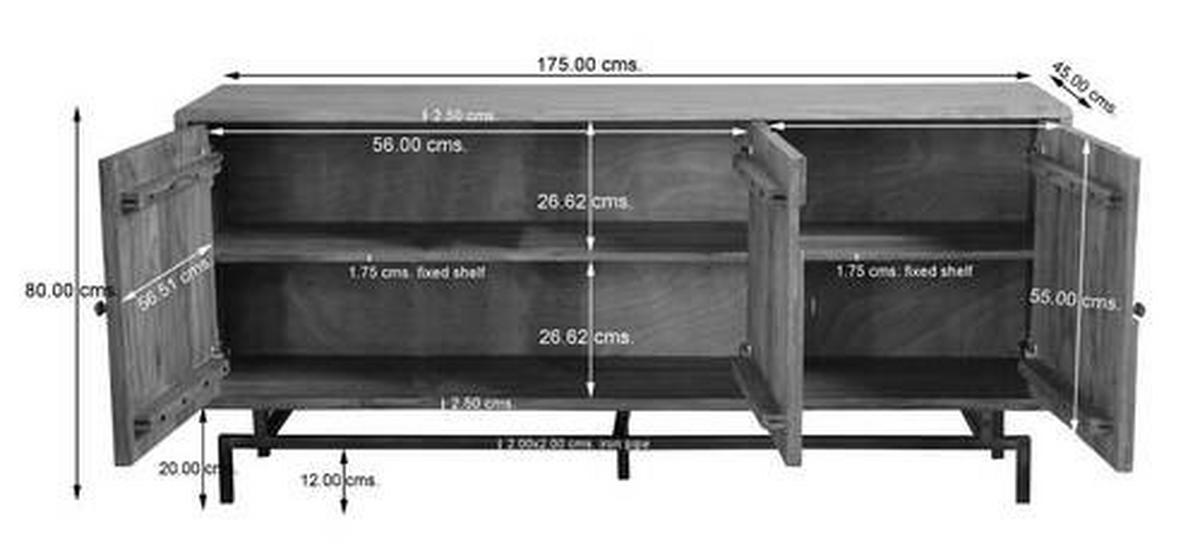 SIDEBOARD 175/80/45 cm  - mörkgrå/akaciefärgad, Natur, metall/trä (175/80/45cm) - MID.YOU