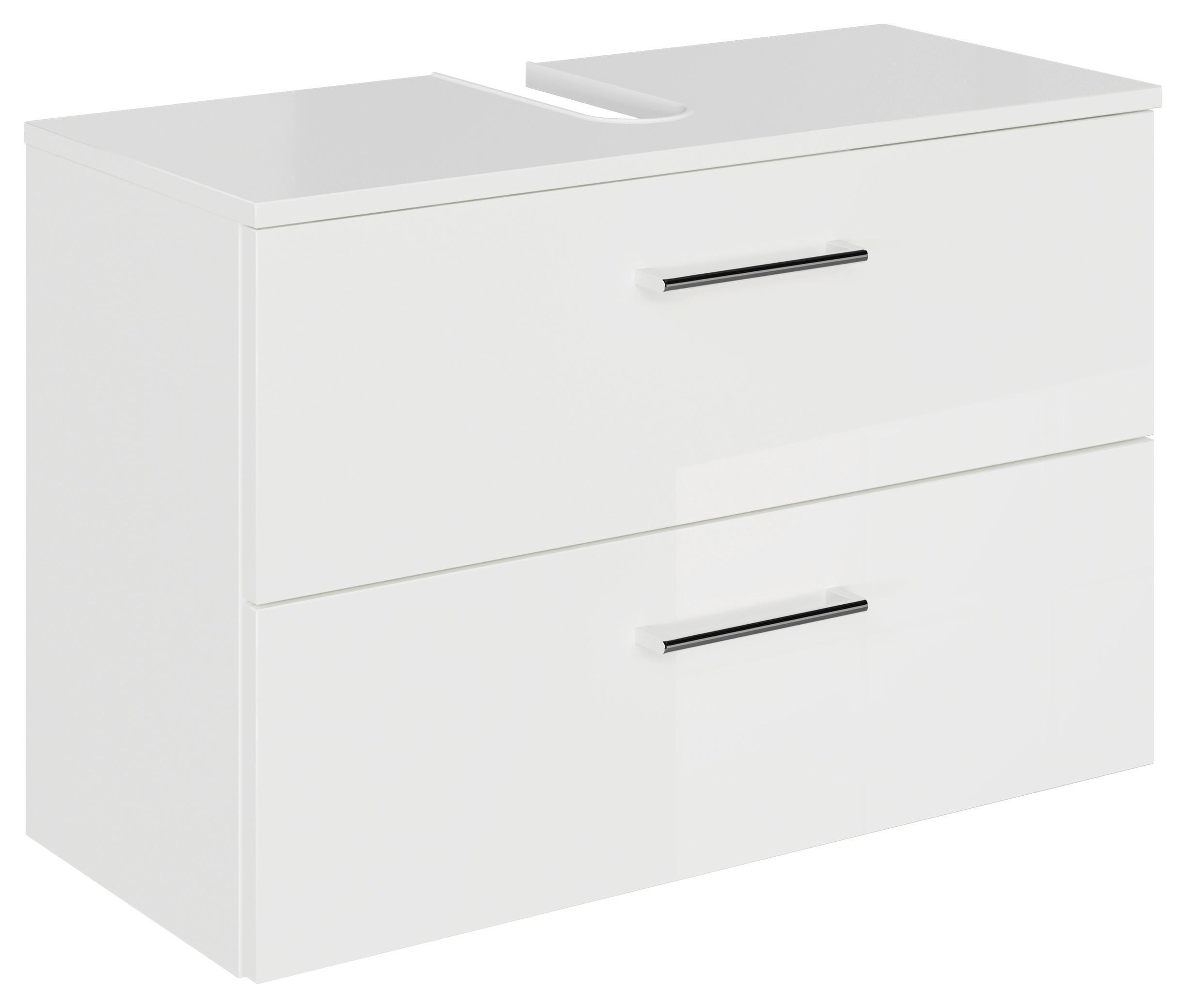 WASCHBECKENUNTERSCHRANK 75/49,8/33,3 cm  - Chromfarben/Weiß Hochglanz, KONVENTIONELL, Holzwerkstoff/Metall (75/49,8/33,3cm) - Sadena