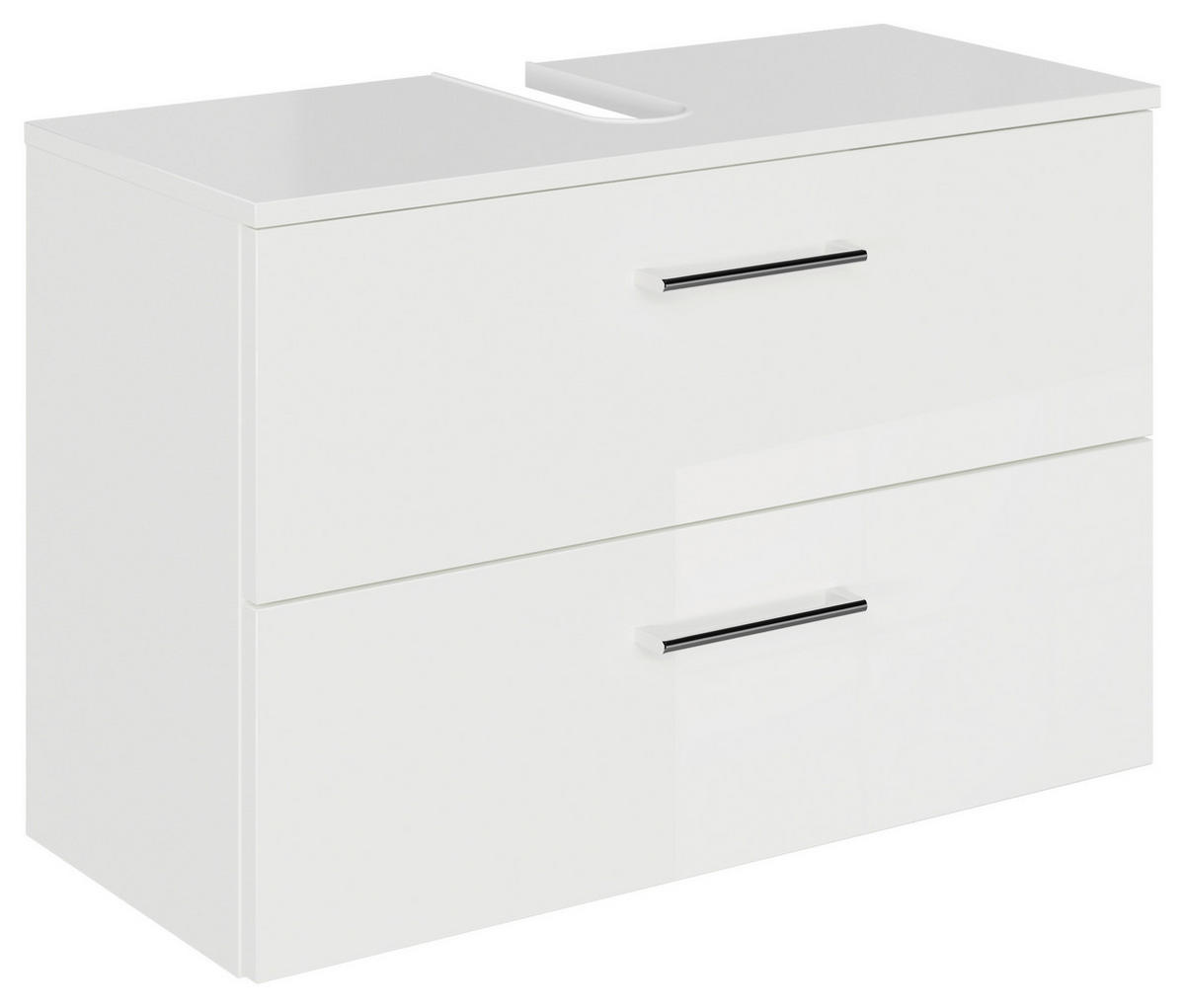 WASCHBECKENUNTERSCHRANK 75/49,8/33,3 cm  - Chromfarben/Weiß Hochglanz, KONVENTIONELL, Holzwerkstoff/Metall (75/49,8/33,3cm) - Sadena