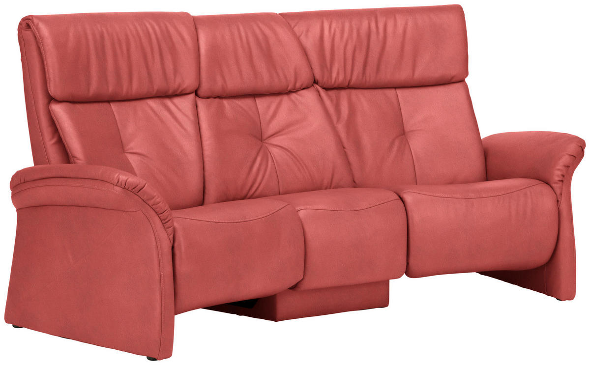 TRAPEZSOFA in Echtleder Rot  - Rot/Naturfarben, KONVENTIONELL, Leder/Holz (208/103/105cm) - Himolla Komfortklass
