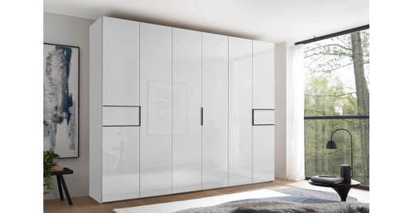 DREHTÜRENSCHRANK 298/222/63 cm,  in Weiß, 6-türig  - Schwarz/Weiß, Design, Glas/Holzwerkstoff (298/222/63cm) - Dieter Knoll