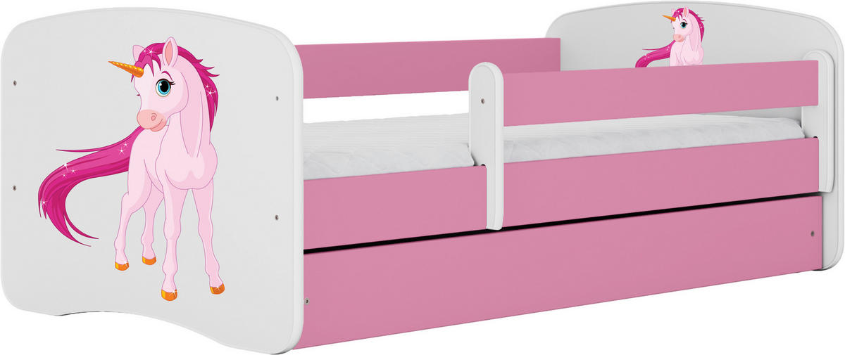 KINDER-/JUNIORBETT 80/160 cm  in Weiß, Pink  - Pink/Birkefarben, MODERN, Holz/Holzwerkstoff (80/160cm) - MID.YOU