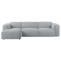 ECKSOFA Grau Webstoff Rücken echt  - Schwarz/Grau, Design, Kunststoff/Textil (171/290cm) - home24