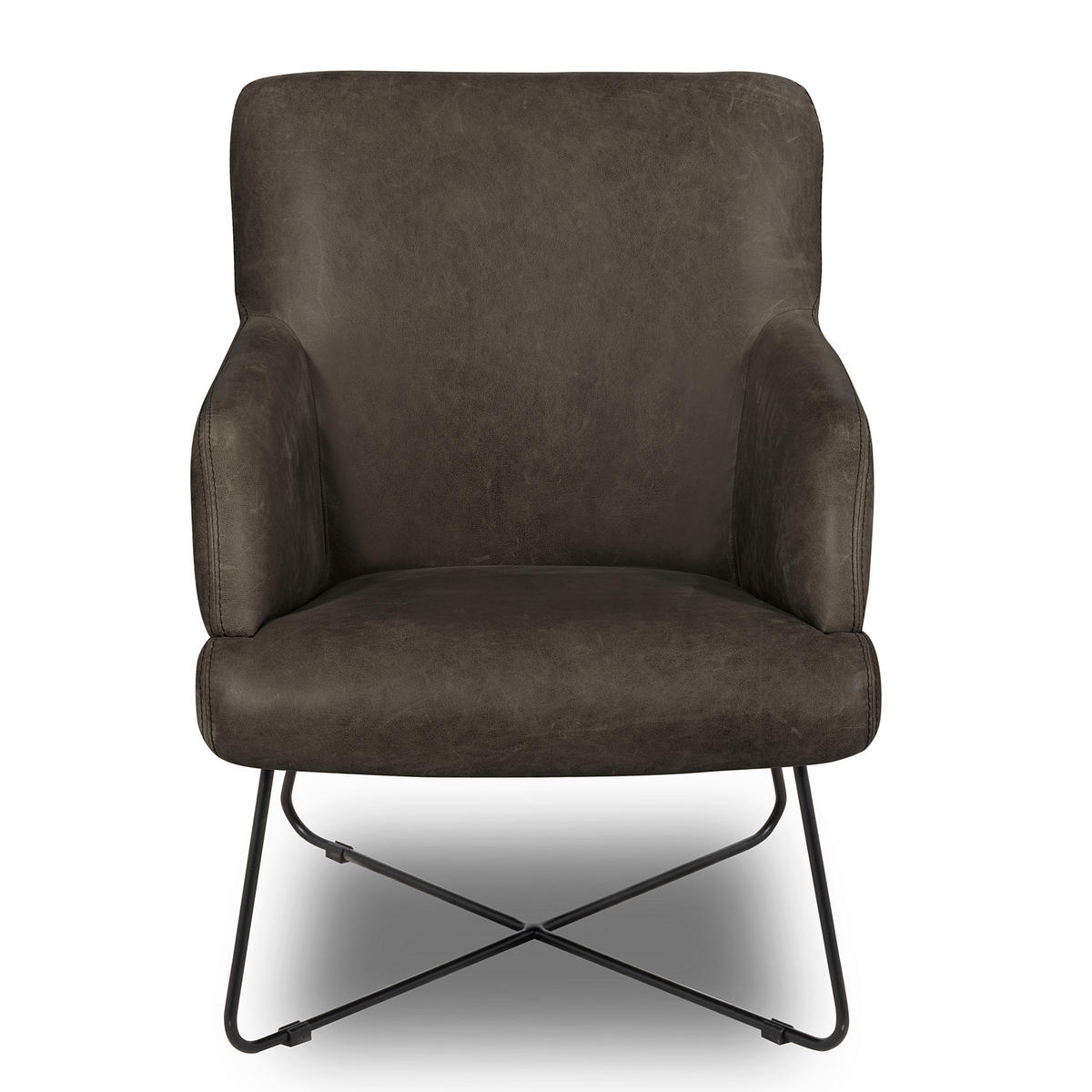 SESSELSET Echtleder Fango, Cognac  - Fango/Cognac, Design, Leder/Metall (67/87/74cm) - Livetastic