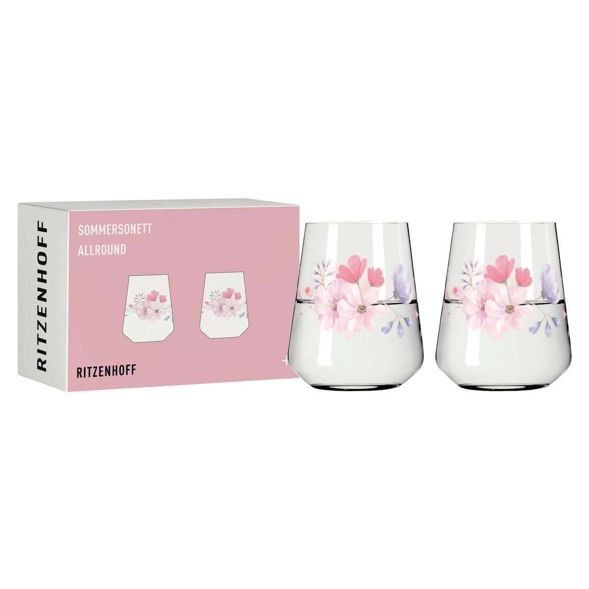 GLÄSERSET Sommersonett  2-teilig  - Pink/Transparent, Design, Glas (9.2/11.0cm) - Ritzenhoff