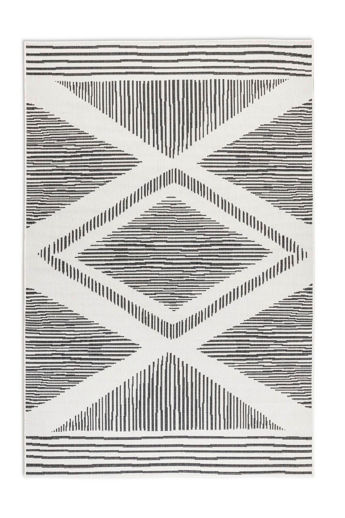 OUTDOORTEPPICH 80/150 cm Gemini Schwarz, Weiß  - Schwarz/Weiß, Design, Kunststoff (80/150cm)