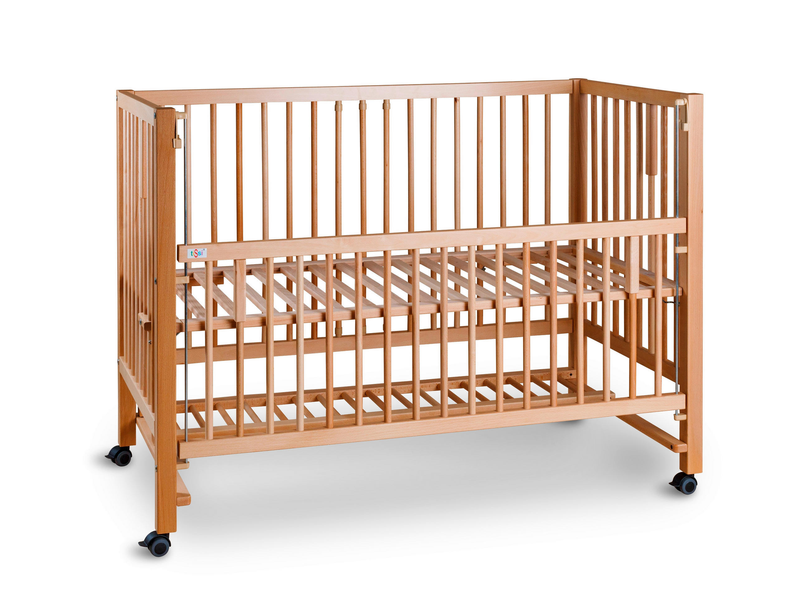 BEISTELLBETT Hajo  - Buchefarben, Basics, Holz (124/90/64cm) - tiSsi