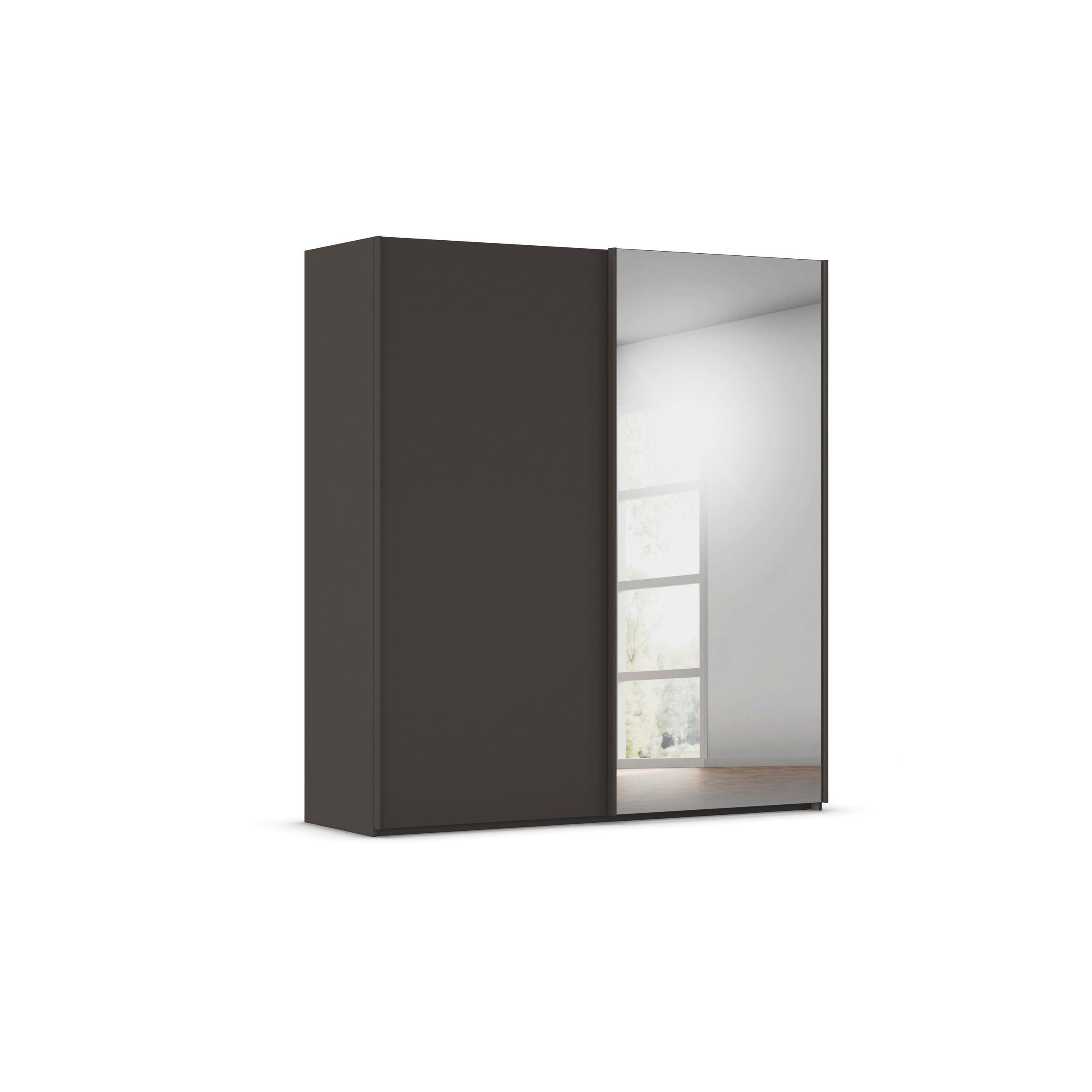 SCHWEBETÜRENSCHRANK 201/223/69 cm,  in Graphitfarben, 2 Tür(en)  - Graphitfarben, Basics, Glas/Holzwerkstoff (201/223/69cm) - Rauch Möbel