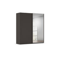 SCHWEBETÜRENSCHRANK 201/223/69 cm,  in Graphitfarben, 2 Tür(en)  - Graphitfarben, Basics, Glas/Holzwerkstoff (201/223/69cm) - Rauch Möbel