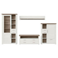 WOHNWAND  in Weiß, Eichefarben  370/206,6/51,2 cm  - Eichefarben/Weiß, Design, Glas/Holzwerkstoff (370/206,6/51,2cm) - SetOne by Musterring