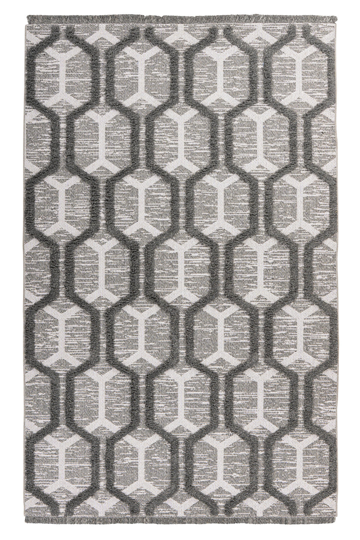 FLACHWEBETEPPICH 120/170 cm My Nomad Grau, Weiß  - Weiß/Grau, Design, Textil (120/170cm) - Obsession