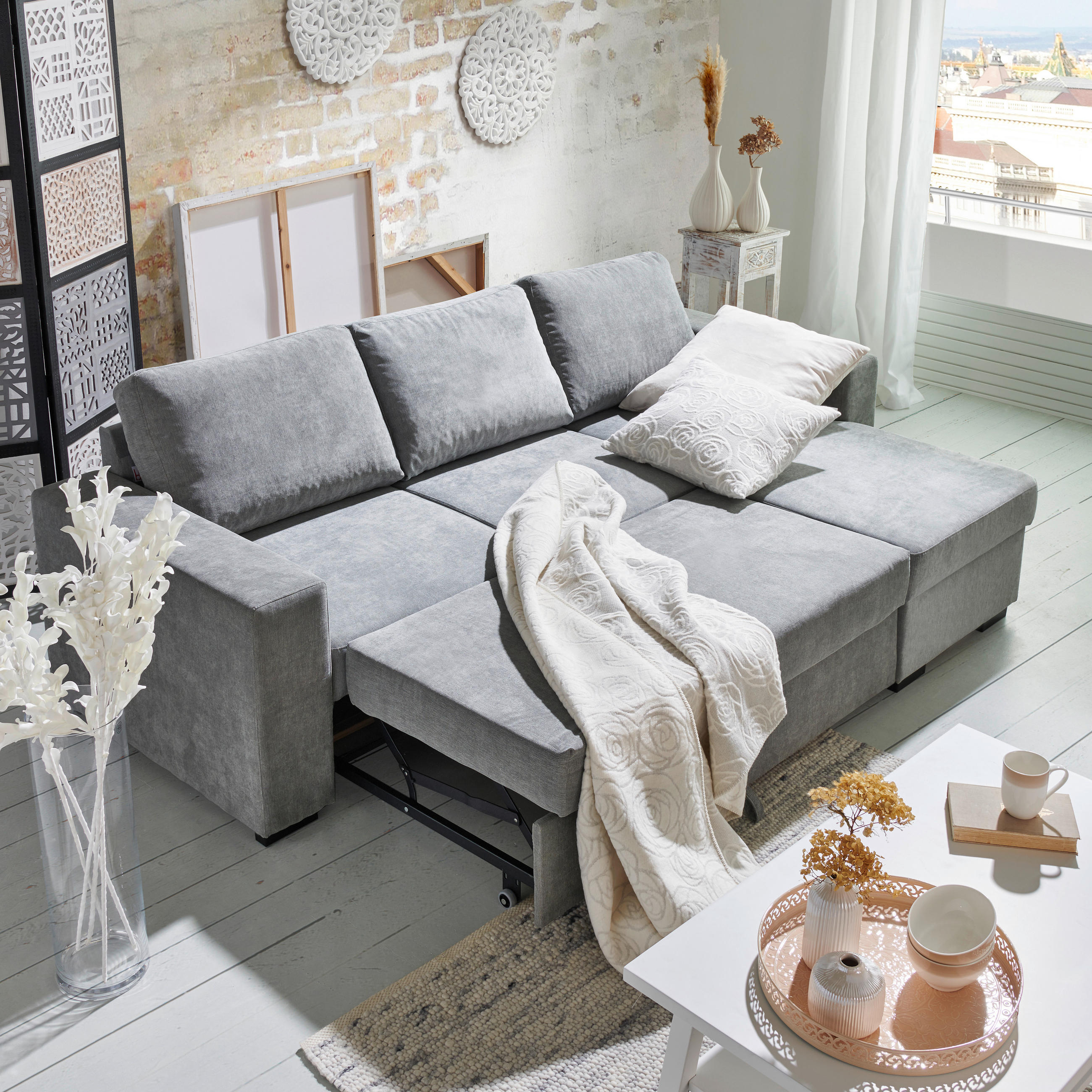 ECKSOFA Mintgrün Velours  - Schwarz/Mintgrün, Design, Kunststoff/Textil (244/157cm) - Carryhome