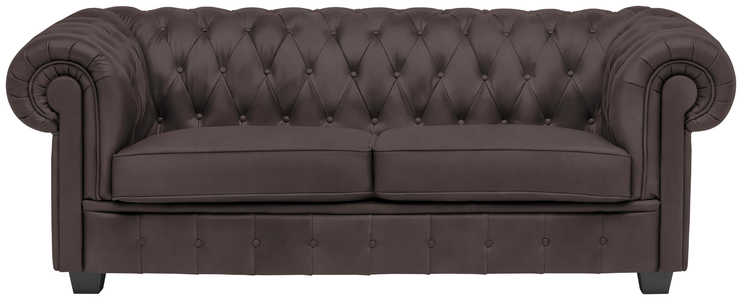 CHESTERFIELD-SOFA in Lederlook Dunkelbraun  - Wengefarben/Dunkelbraun, Lifestyle, Holz/Textil (206/76,5/96cm) - Landscape