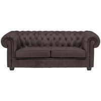 CHESTERFIELD-SOFA in Lederlook Dunkelbraun  - Wengefarben/Dunkelbraun, Lifestyle, Holz/Textil (206/76,5/96cm) - Landscape