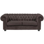 CHESTERFIELD-SOFA in Lederlook Dunkelbraun  - Wengefarben/Dunkelbraun, LIFESTYLE, Holz/Textil (206/76,5/96cm) - Landscape