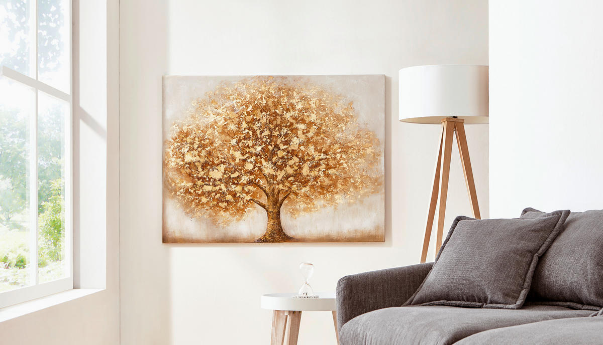 KEILRAHMENBILD 120/90 cm  - Goldfarben/Braun, Basics, Holz/Textil (120/90cm) - Monee