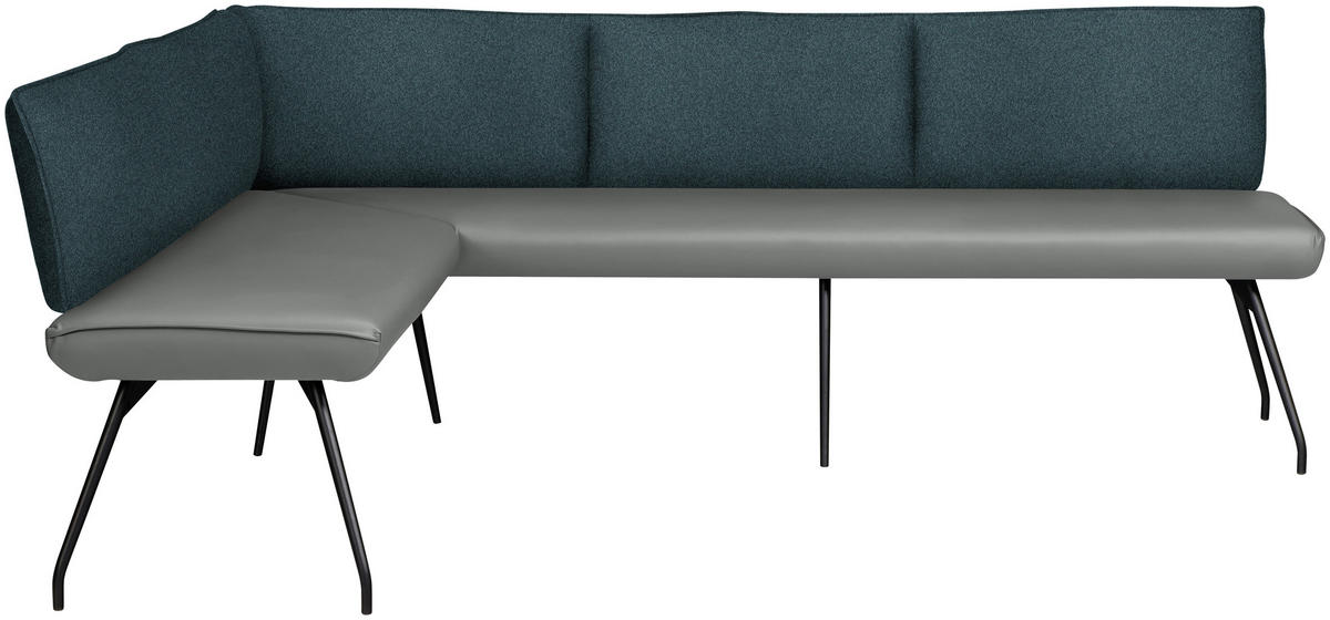 ECKBANK 165/225 cm  in Graublau  - Graublau/Schwarz, Design, Textil/Metall (165/225cm) - Moderano