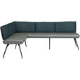 ECKBANK 165/225 cm  in Graublau  - Graublau/Schwarz, Design, Textil/Metall (165/225cm) - Moderano