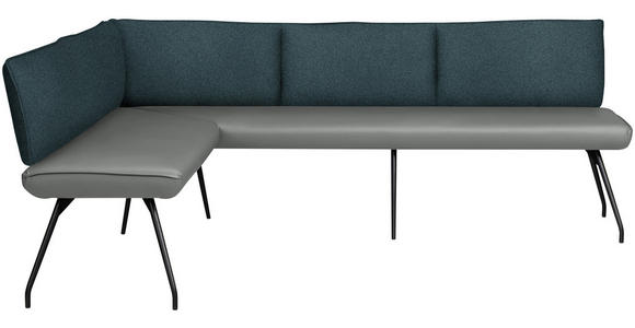 ECKBANK 165/225 cm  in Graublau  - Graublau/Schwarz, Design, Textil/Metall (165/225cm) - Moderano