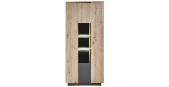 VITRINE in Anthrazit, Eichefarben - Eichefarben/Anthrazit, Design, Glas/Holzwerkstoff (90/201/37cm) - Carryhome