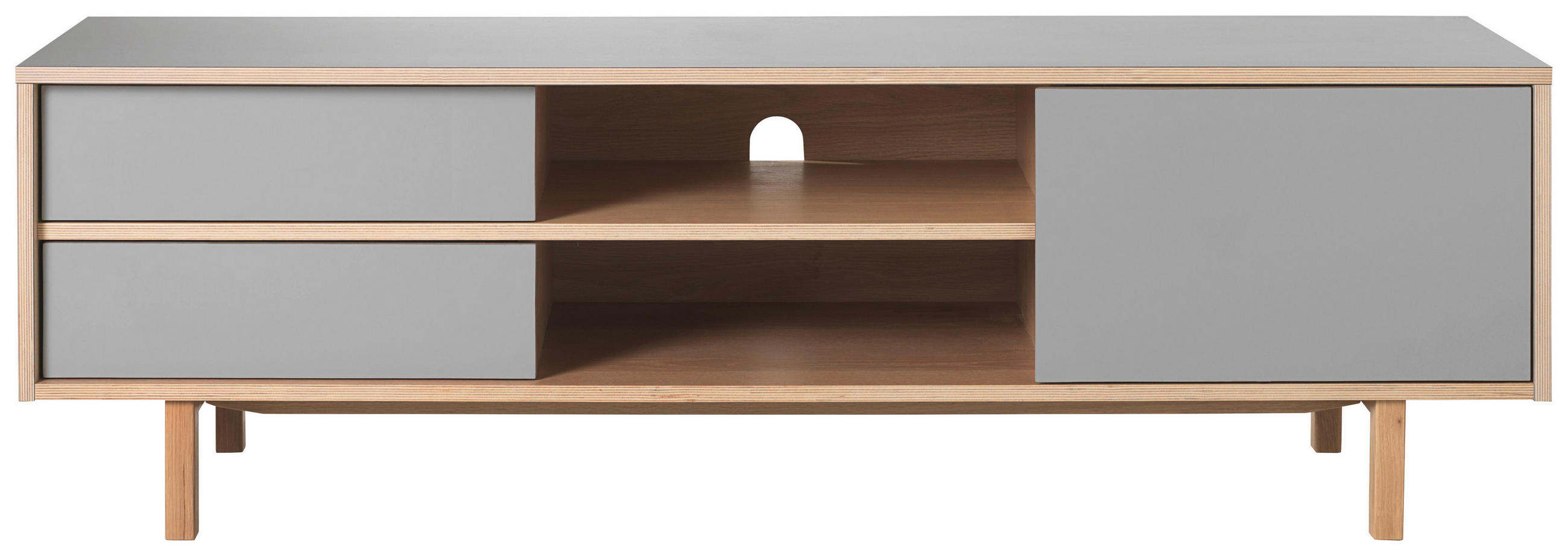 LOWBOARD Grau, Eichefarben  160/50/45 cm  - Eichefarben/Grau, Design, Holz/Holzwerkstoff (160/50/45cm) - Lomoco