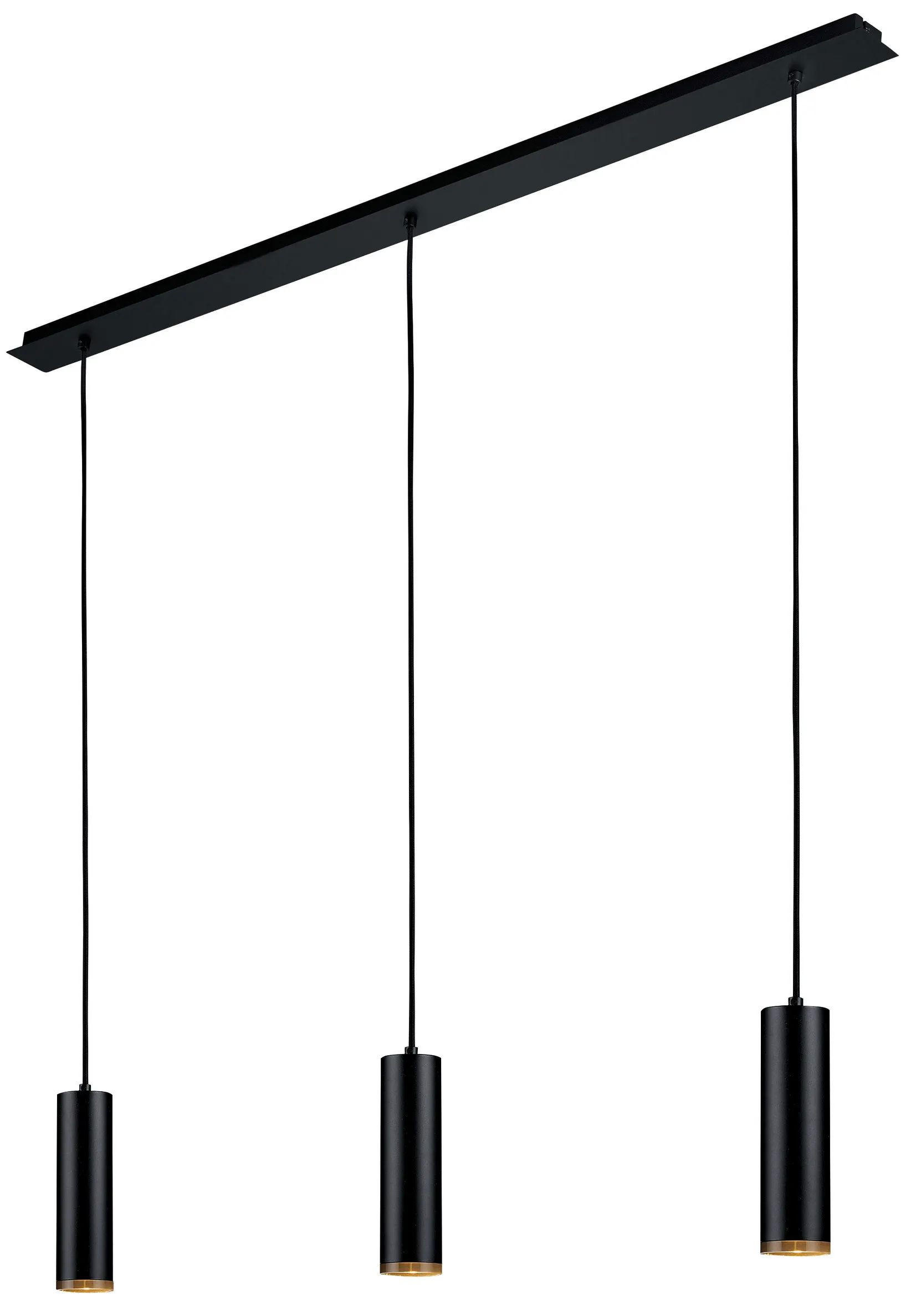 HÄNGELEUCHTE 120/10/150 cm   - Schwarz, MODERN, Metall (120/10/150cm) - Hell
