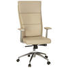 CHEFSESSEL Lederlook Silberfarben, Beige  - Beige/Silberfarben, MODERN, Leder/Kunststoff (60/131/52cm) - MID.YOU
