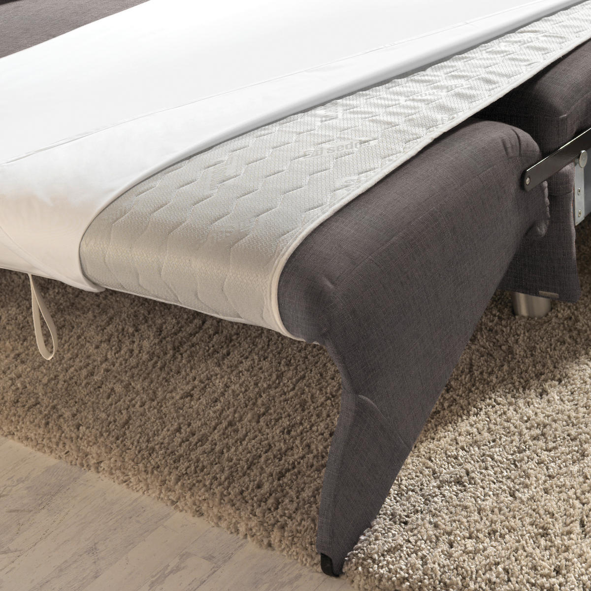 ECKSOFA in Chenille Grau  208/227 cm  - Alufarben/Grau, KONVENTIONELL, Textil/Metall (208/227cm) - Sedda