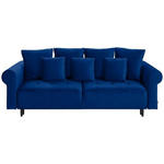 BIGSOFA in Samt Dunkelblau  - Schwarz/Dunkelblau, Design, Holz/Textil (248/96/95cm) - Carryhome