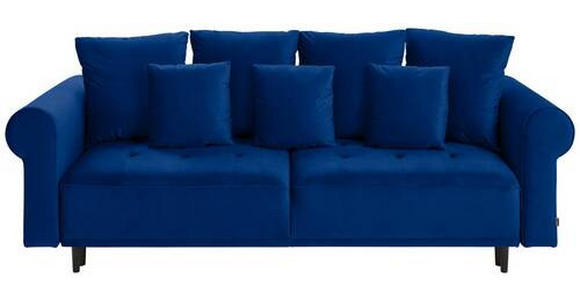 BIGSOFA in Samt Dunkelblau  - Schwarz/Dunkelblau, Design, Holz/Textil (248/96/95cm) - Carryhome