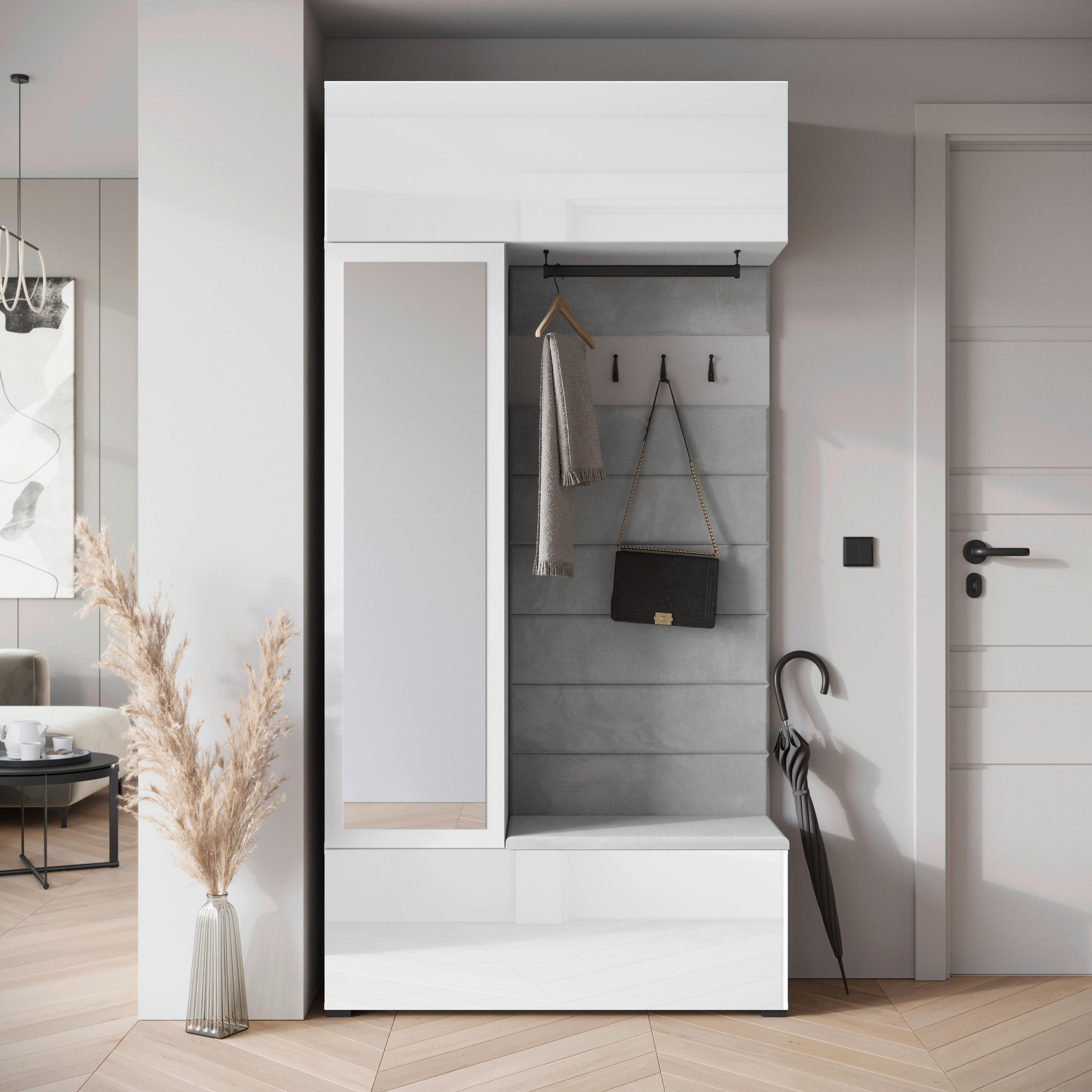 GARDEROBE  in 115/231,9/37,5 cm  - Weiss Hochglanz/Weiss, Trend, Holzwerkstoff (115/231,9/37,5cm) - Livetastic