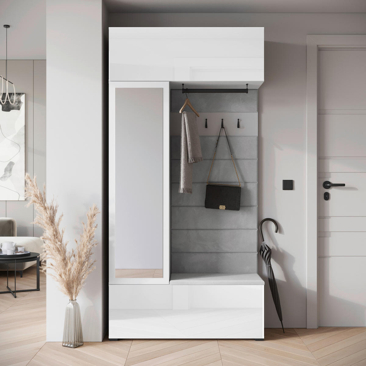 GARDEROBE  in 115/231,9/37,5 cm  - Weiss Hochglanz/Weiss, Trend, Holzwerkstoff (115/231,9/37,5cm) - Livetastic