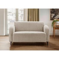 2-SITZER-SOFA in Bouclé Beige  - Beige/Schwarz, Modern, Textil/Metall (140/76/90cm) - Livetastic