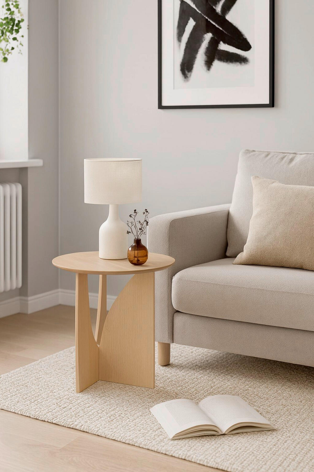 BEISTELLTISCH 50/50/51 cm furniert Eichefarben rund  - Eichefarben, Design, Holzwerkstoff (50/50/51cm) - MID.YOU