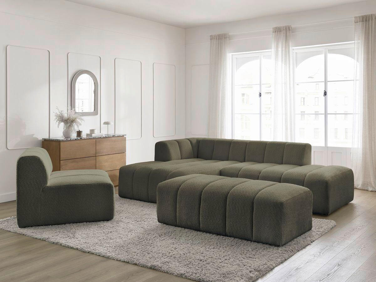ECKSOFA Ottomane links  ANNECY Grün Bouclé  - Schwarz/Grün, MODERN, Kunststoff/Textil (170/262cm)